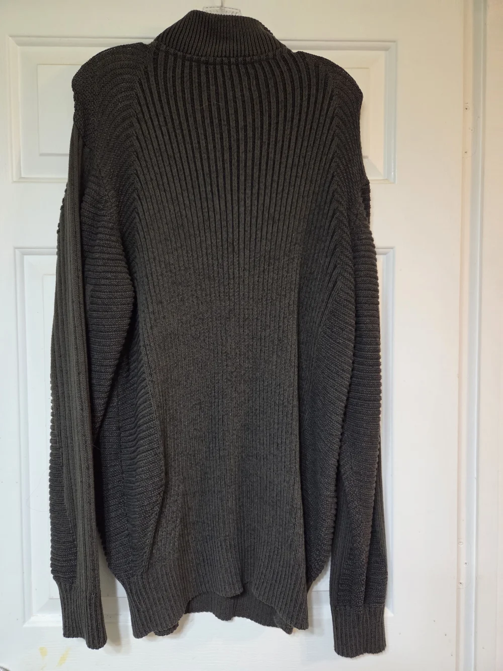 Dark Black By Projerk Raw  Men's Half-Zip Ribbed Sweater - Dark Green